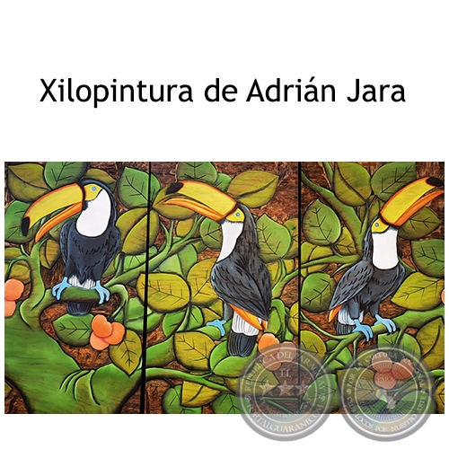 Tucanes - Xilopintura de Adrin Jara